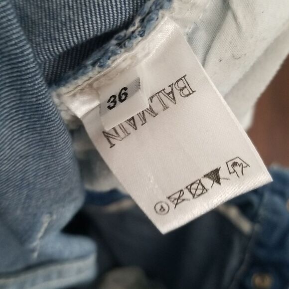 Balmain Paris Blue Skinny Biker Jeans with Distressed Mens 36 Waist, 32 Length - Picture 6 of 7